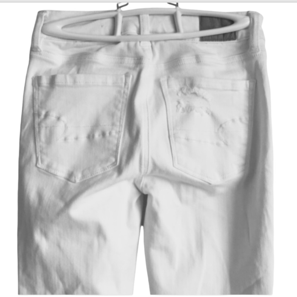 AMERICAN EAGLE Raw Hem Distressed Next Level Stretch HI- Rise Jeggings BNWOT - Picture 4 of 5